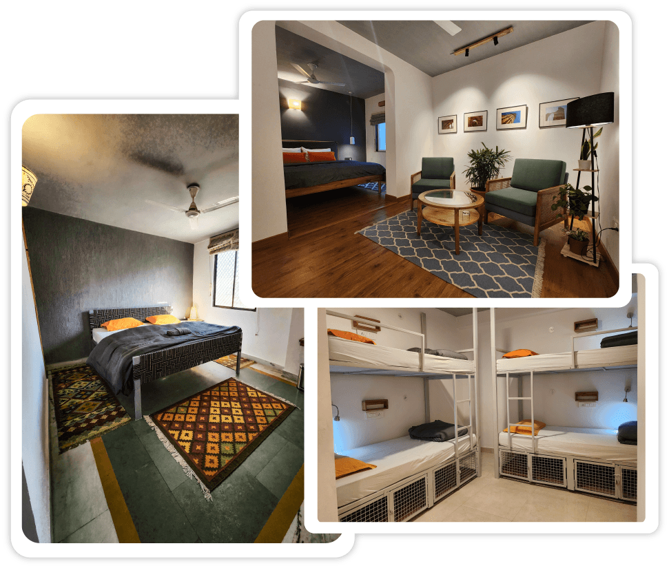 JHouse common room and rooftop Delhi
